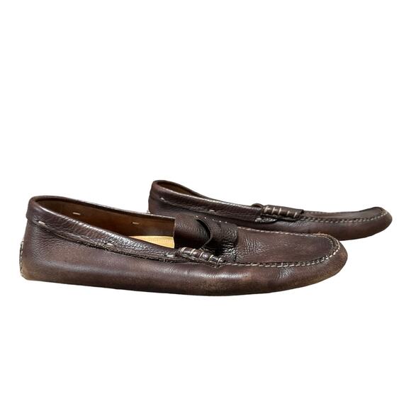 Cole haan men's dark brown‎ slip on leather loafers size 10 - Picture 1 of 6